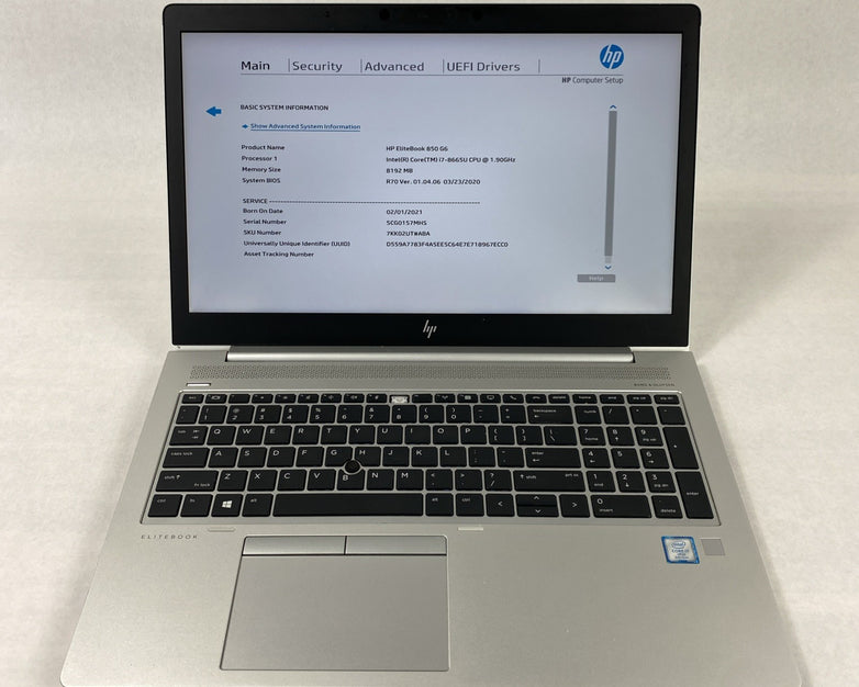 HP EliteBook 850 G6 Intel Core i7-8665U 1.90 GHz 8 GB RAM 15.6" No HDD No OS