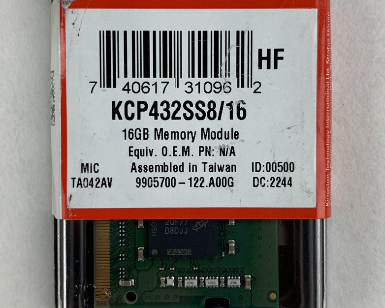 Kingston 16 GB KCP432SS8/16 LAPTOP DDR4-3200 1x16GB 260P New