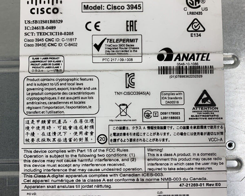 Cisco CISCO3945-SEC/K9 Security Router Bundle Box Opened