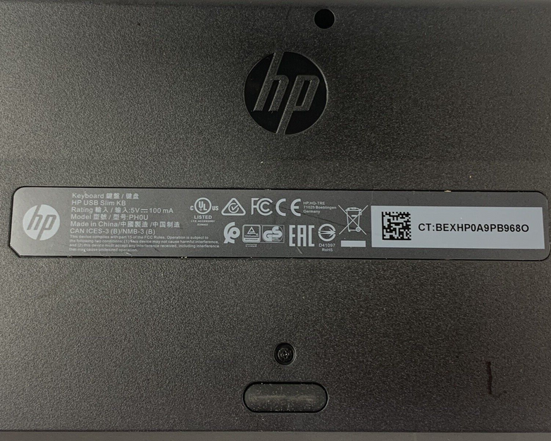 HP PH0U Slim USB Wired US Black Desktop Keyboard with Numpad