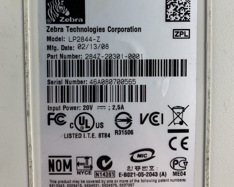 Zebra LP2844-Z Thermal Label Printer Serial Parallel USB Tested No Power Supply