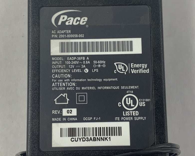 Pace EADP-36FB OEM AC/DC Adapter Power Supply Cord TZ400 TZ300 TZ210 TZ205 TZ105