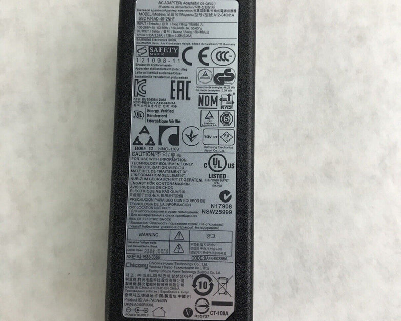 (Lot of 7) OEM Samsung AD-4012NHF 40W 12V 3.33A Charger for Chromebook