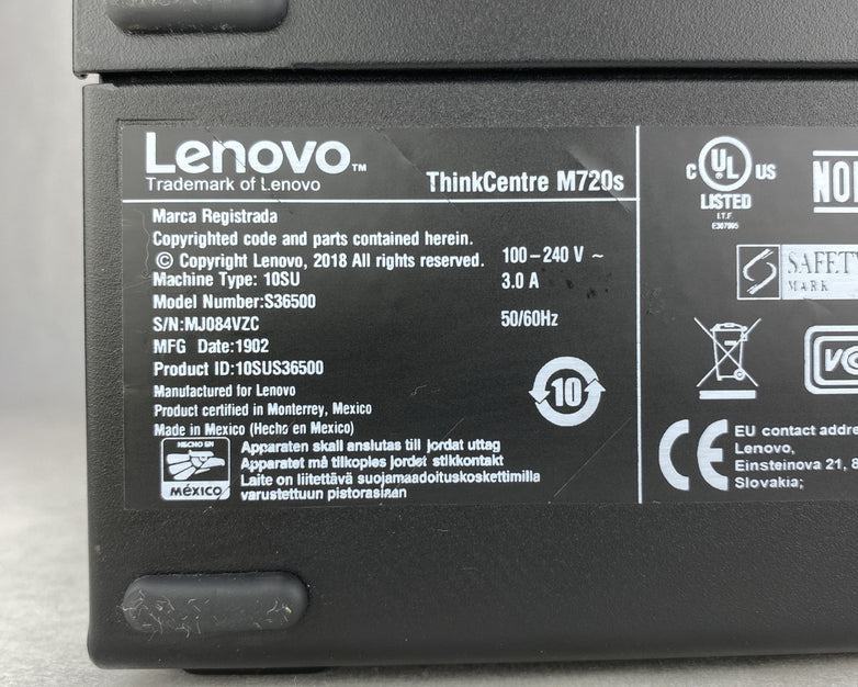Lenovo ThinkCentre M720s SFF Intel Core i5-8500 3.0GHz 8GB RAM DVDRW No HDD OS