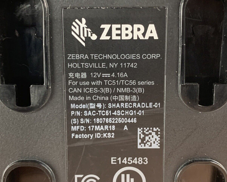 Zebra SAC-TC51-4SCHG1-01 Sharecradle-01 4-Slot Battery Charger Power Tested