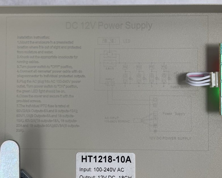 18 Channel Port 12V DC 10 Amp Amper with Power Supply No Keys