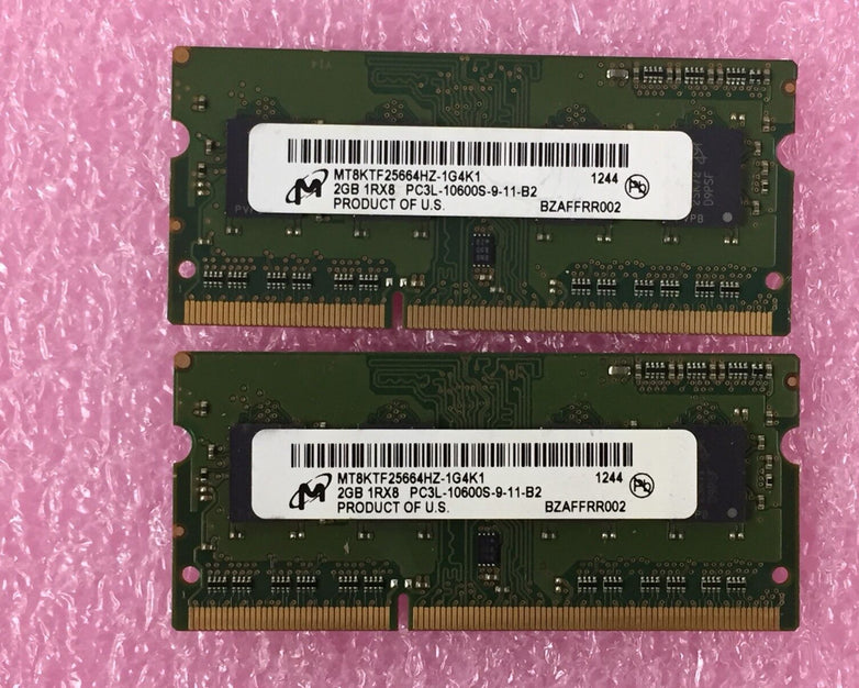 4GB Kit (2x 2GB) PC3L-10600S-9-11-B2 Micron MT8KTF25664HZ-1G4K1