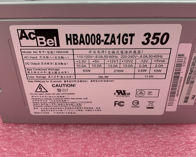 AcBel HBA008-ZA1GT 350W ATX Desktop Power Supply