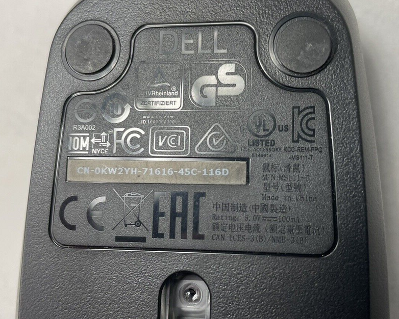 Dell MS111-T USB Optical Wheel Mice Lot of 4