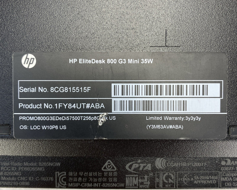 HP EliteDesk 800 G3 Mini Quad Core i5-7500T 2.70GHz 8GB RAM WiFi No HDD Lot Of 4