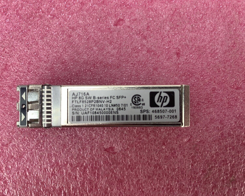 Lot of 8 HP AJ716A 8G SW Fiber Channel 850nm 150m MMF SFP+ Transceiver