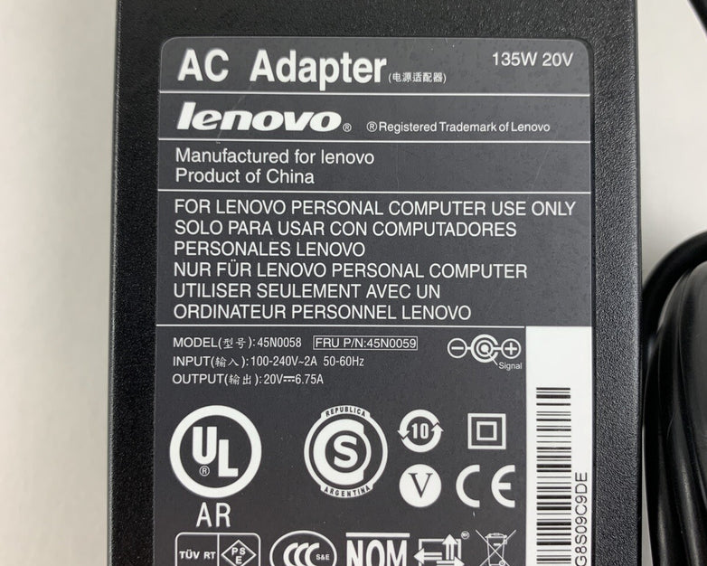 Lenovo 45N0058 FRU P/N 45N0059 ThinkPad 135W 20V AC Power Adapter Lot of 2