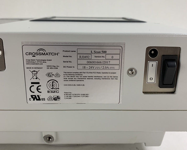 Crossmatch L Scan 500 Fingerprint Scanner RJ0492 No Power Cord Power Tested