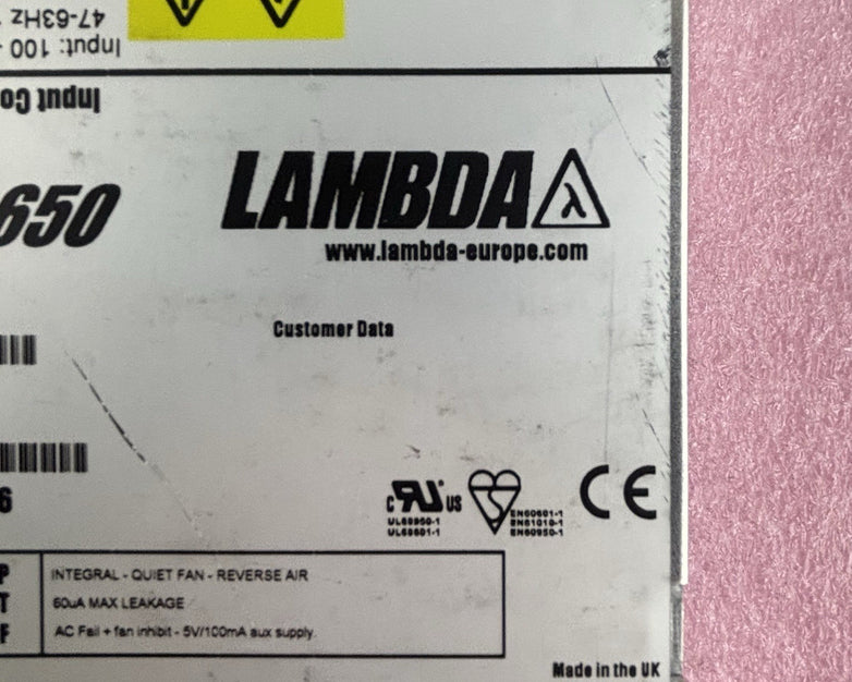Lambda V605MYH Vega 650 Power Supply 24.5V 25A Untested