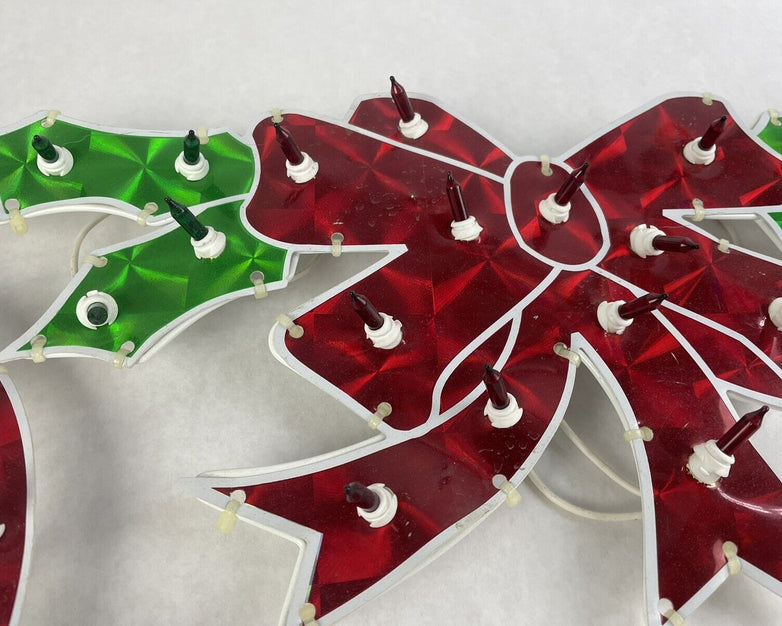 Celebrations 48" Holographic Holly With Bow Lighted Sign - Tested