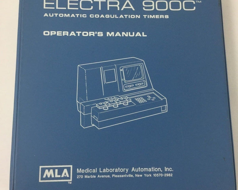 Medical Laboratory Operators Manual for Electra 900 and 900C