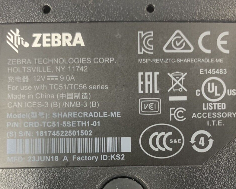 Zebra SHARECRADLE-ME CRD-TC51-5SETH1-01 with AC Adapter