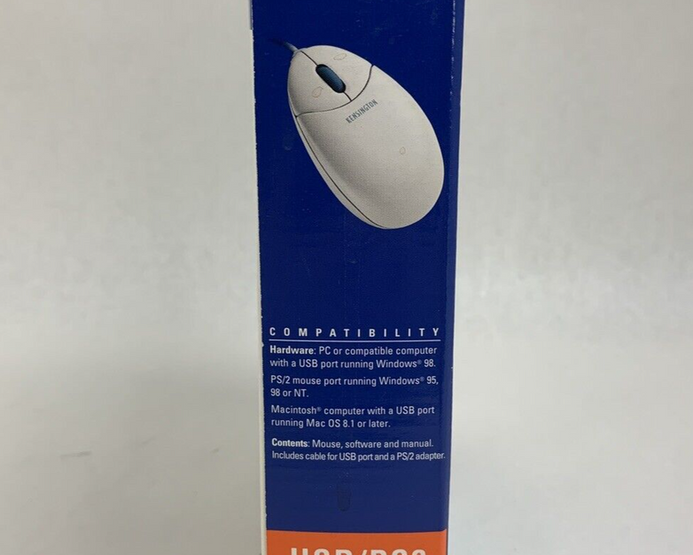 Kensington Mouse-in-a-Box Scroll USB/PS2 Mouse PC/Mac 64480 New OEM