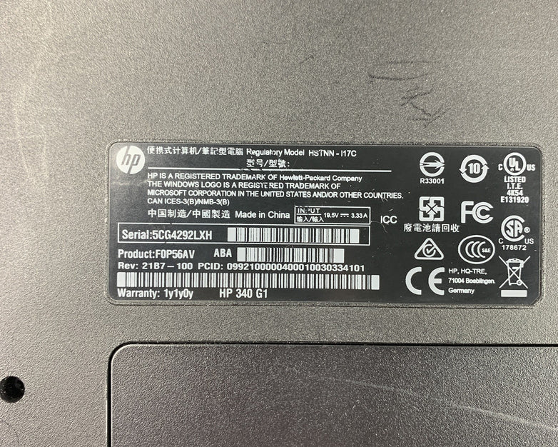 HP 340 G1 14" Laptop i5-4200U 1.6 GHz 4 GB Ram No OS No HDD No AC No Batt