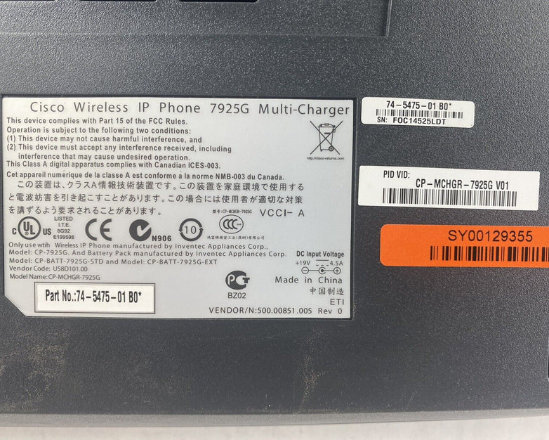 Cisco 7925G Wireless IP Phone 6-Gang Multi-Charger Cradle Tested