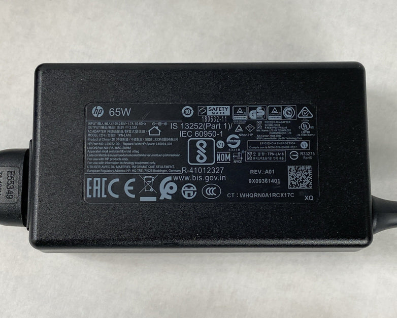 HP TPN-LA16 65W 19.5V 3.33A 7.4mm Laptop AC Adapter w/ Power Cord (Lot of 10)