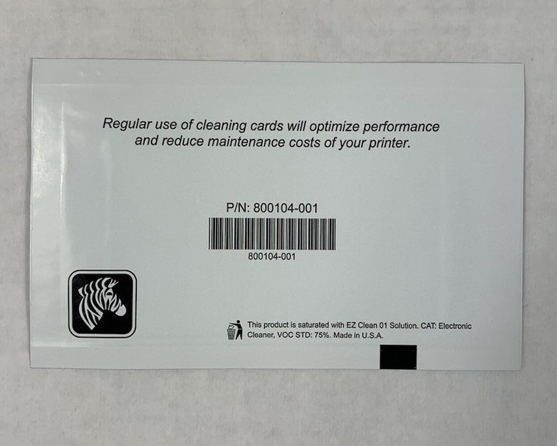 Zebra 800104-001 PVC Printer Cleaning Card for Zebra Card Printers (Lot of 13)