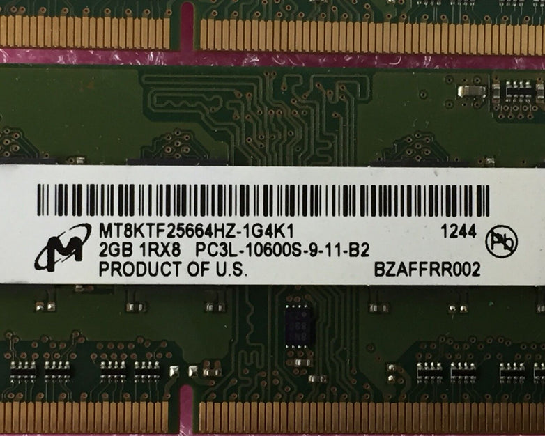 4GB Kit (2x 2GB) PC3L-10600S-9-11-B2 Micron MT8KTF25664HZ-1G4K1