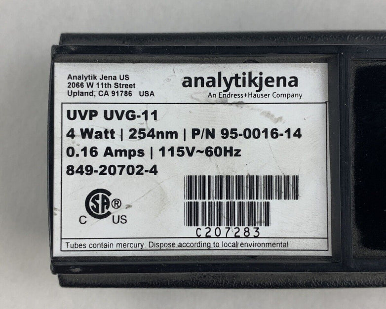 Analytikjena UVP UVG-11 UV Lamp 4-Watt 254nm 95-0016-14 Tested
