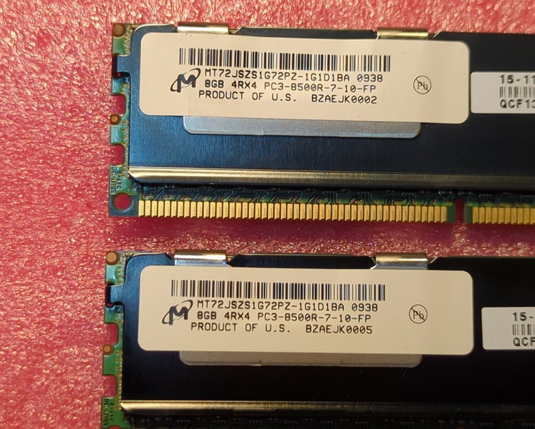 2x8GB 16GB Kit Micron DDR3 4Rx4 PC3-8500R Server Memory DIMM MT72JSZS1G72PZ