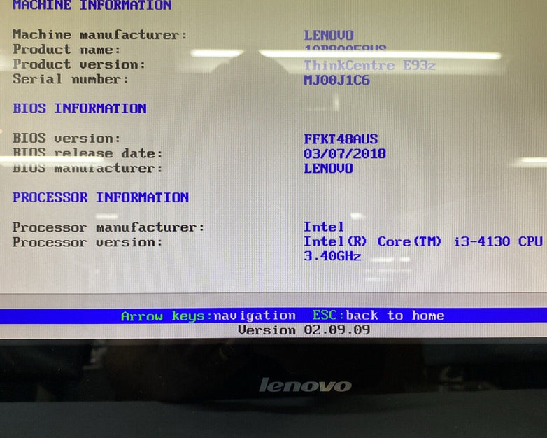 Lenovo ThinkCentre E93z AIO Intel Core i3-4130 3.40GHz 8GB RAM No HDD No OS