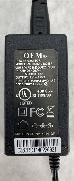 ADS0202-U120167 20W AC Adapter for AT&T U-Verse ISB7005 12V 1.67A (Lot of 2)