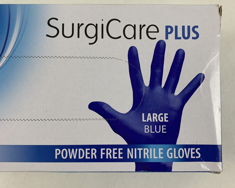 SurgiCare Plus Nitrile Exam Gloves Blue 200 Count Large MARK3 1933 New