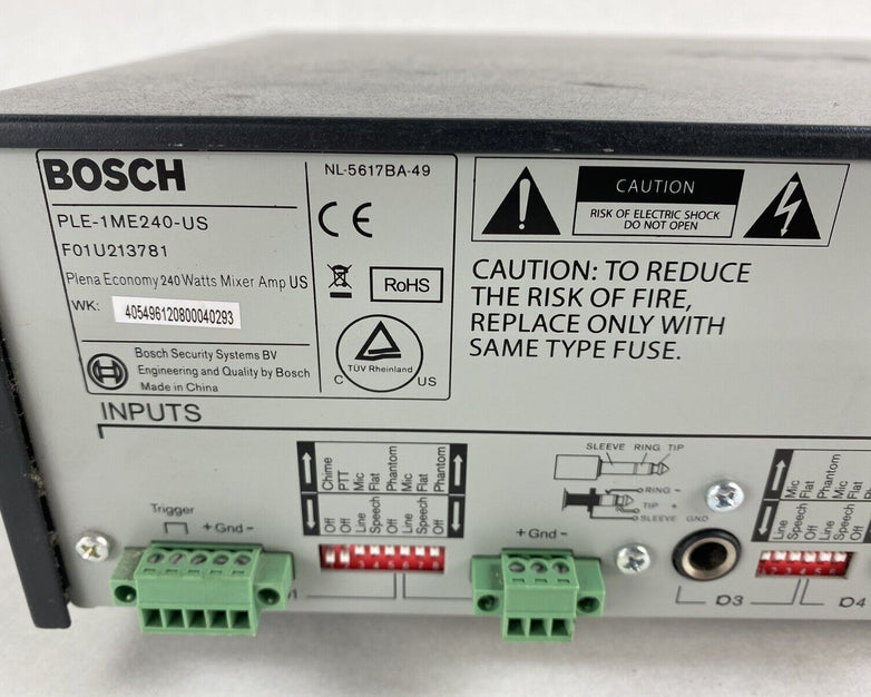 Bosch PLE-1ME120-US Plena 120 Watt 4-Channel Mixer Amplifier Tested