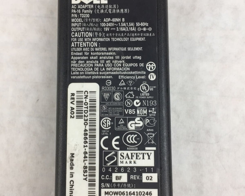 Dell Laptop Charger AC Adapter Power Supply ADP-60NH B PA-16 60W