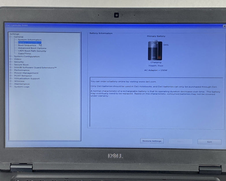 Dell Latitude 5490 Core i3-8130U 2.20 GHz 8 GB RAM 14" No HDD No OS