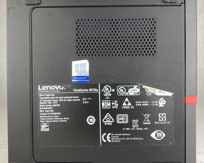 Lenovo ThinkCentre M720q Intel Six Core i5-8500T 2.10GHz 1x8GB RAM No AC HDD OS