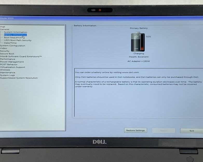 Dell Latitude 5500 Intel Core i5-8365U 1.60 GHz 8GB RAM 15.6" No HDD No OS