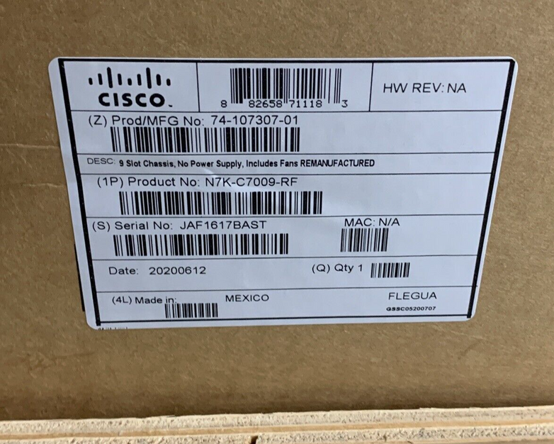 Cisco N7K-C7009 NEXUS 7000 Series 9x Blank Chassis Box Opened W/53-3374-01 Kit