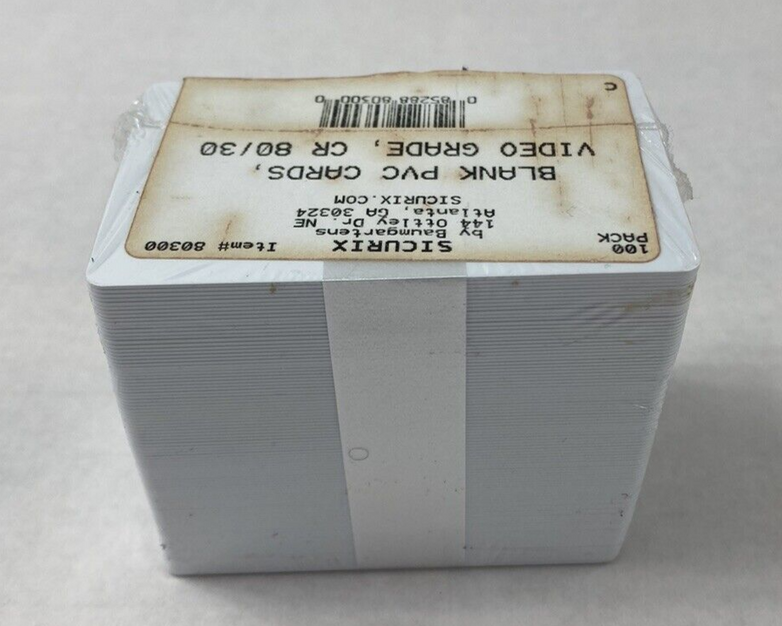 Lot of 2 Sicurix by Baumgartens 100 Pack Blank PVC Cards Video Grade CR 80/30