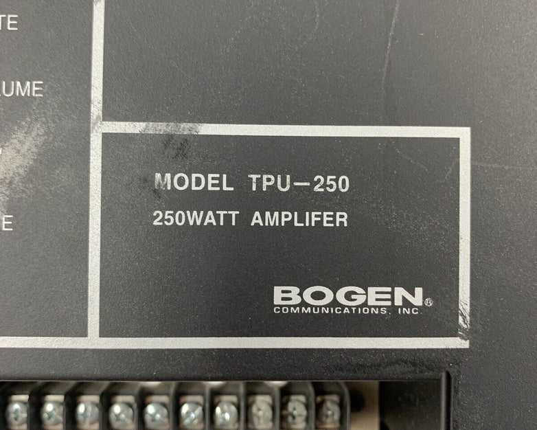 Bogen TPU-250 250 Watt Amplifier Amp Power Tested No Output For Parts and Repair