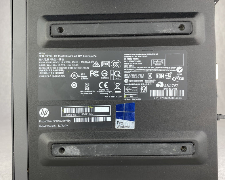 HP ProDesk 600 G1 DM Intel Quad Core i5-4590T 2.0GHz 8GB RAM WiFi No AC HDD OS
