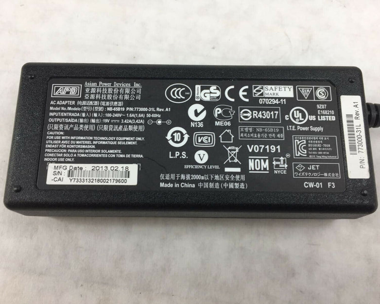 Asian Power Devices NB-65B19 AC Adapter 19V 3.42A (Lot of 2)