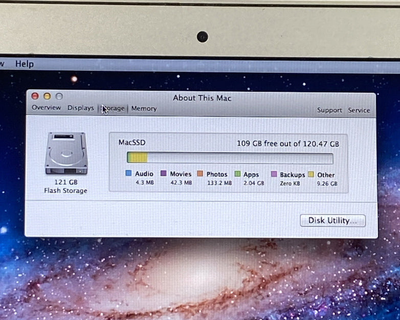 Apple MacBook Air A1370 2011 11" 1.6GHz Core i5 4GB RAM 120GB SSD os10.7.5