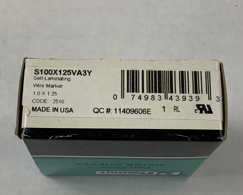 Panduit PAN-QUIK Media Supply Self Laminating Wire Label S100X125VA3Y