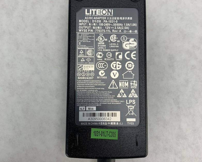 Genuine Liteon PA-1031-0 AC Power Adapter 12V 2.5A 30W Charger W/P.Cord
