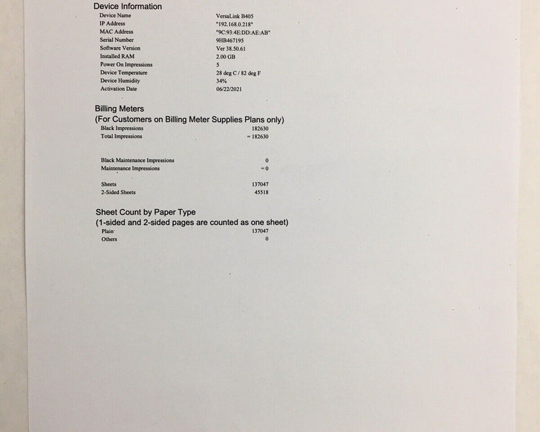 Xerox VersaLink B405 (D-A271) B&W All-in-one Printer Tested Works Error 016-426