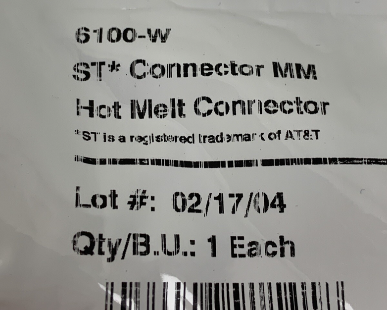 3M 6100-W Hot Melt ST MM Jacketed Fiber Connector New Lot of 35