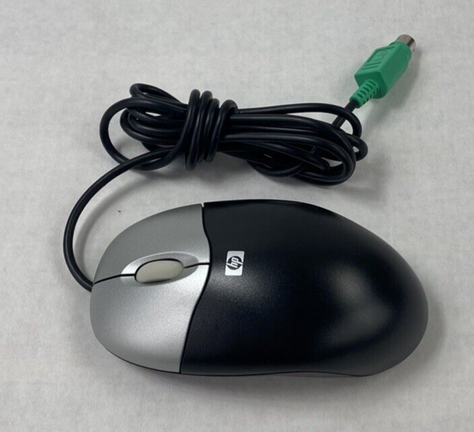 Lot of 6 HP MOAFKOA PS/2 Black and Silver Optical Scroll Wheel 3 Button Mouse