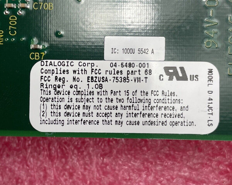 Dialogic PCI Voice Fax Board D/41JCT-LS x3 w/Cable