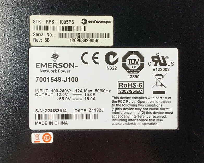 Emerson 7001549-J100 Power Supply 240V 60Hz 12A